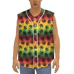 Cannabis Rasta Pattern Print Sleeveless Baseball Jersey