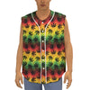 Cannabis Rasta Pattern Print Sleeveless Baseball Jersey