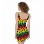 Cannabis Rasta Pattern Print Sleeveless Bodycon Dress