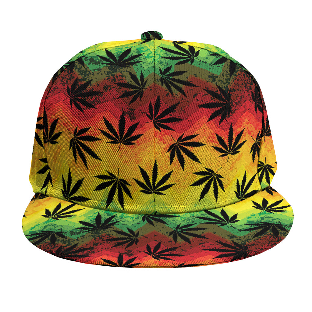 Cannabis Rasta Pattern Print Snapback Cap