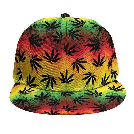 Cannabis Rasta Pattern Print Snapback Cap