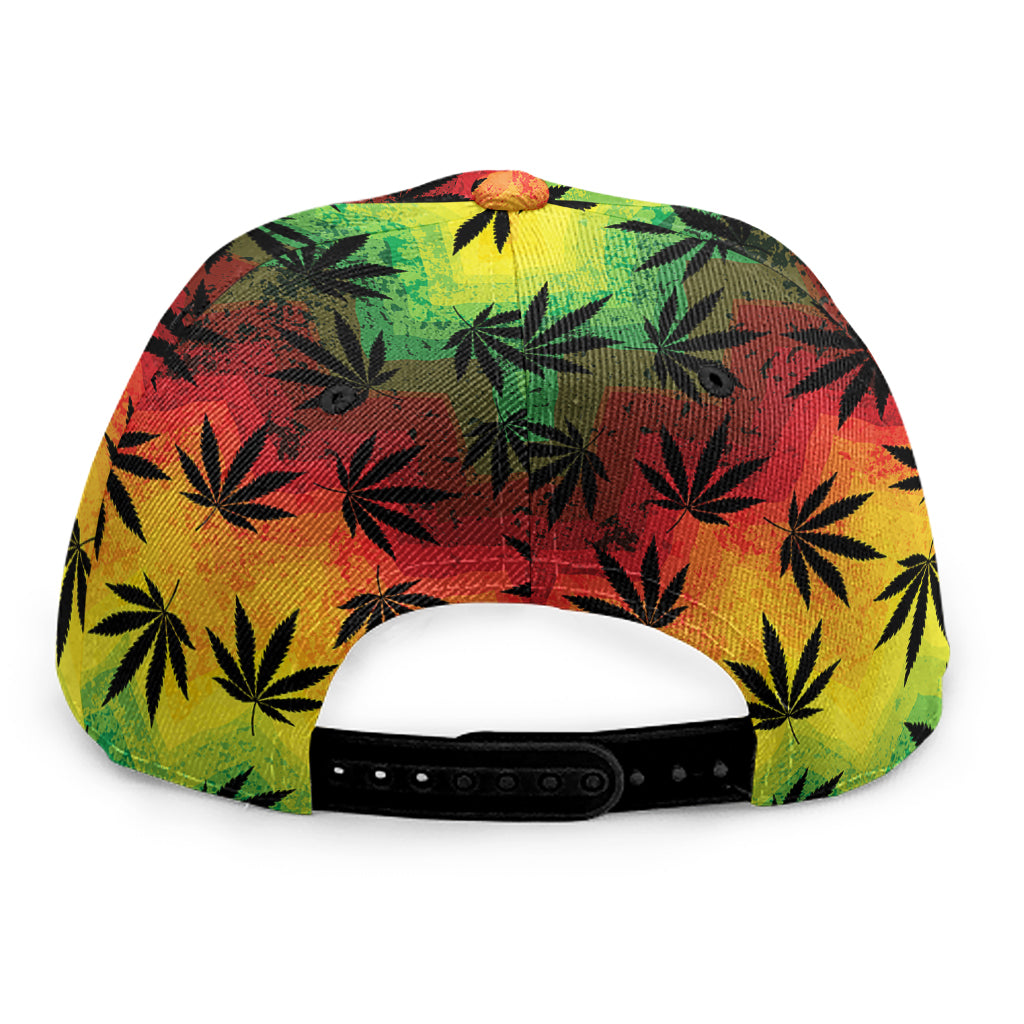 Cannabis Rasta Pattern Print Snapback Cap