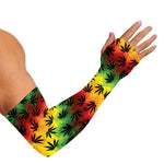 Cannabis Rasta Pattern Print Sun Protection Arm Sleeves