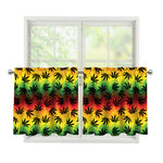 Cannabis Rasta Pattern Print Tier Curtains