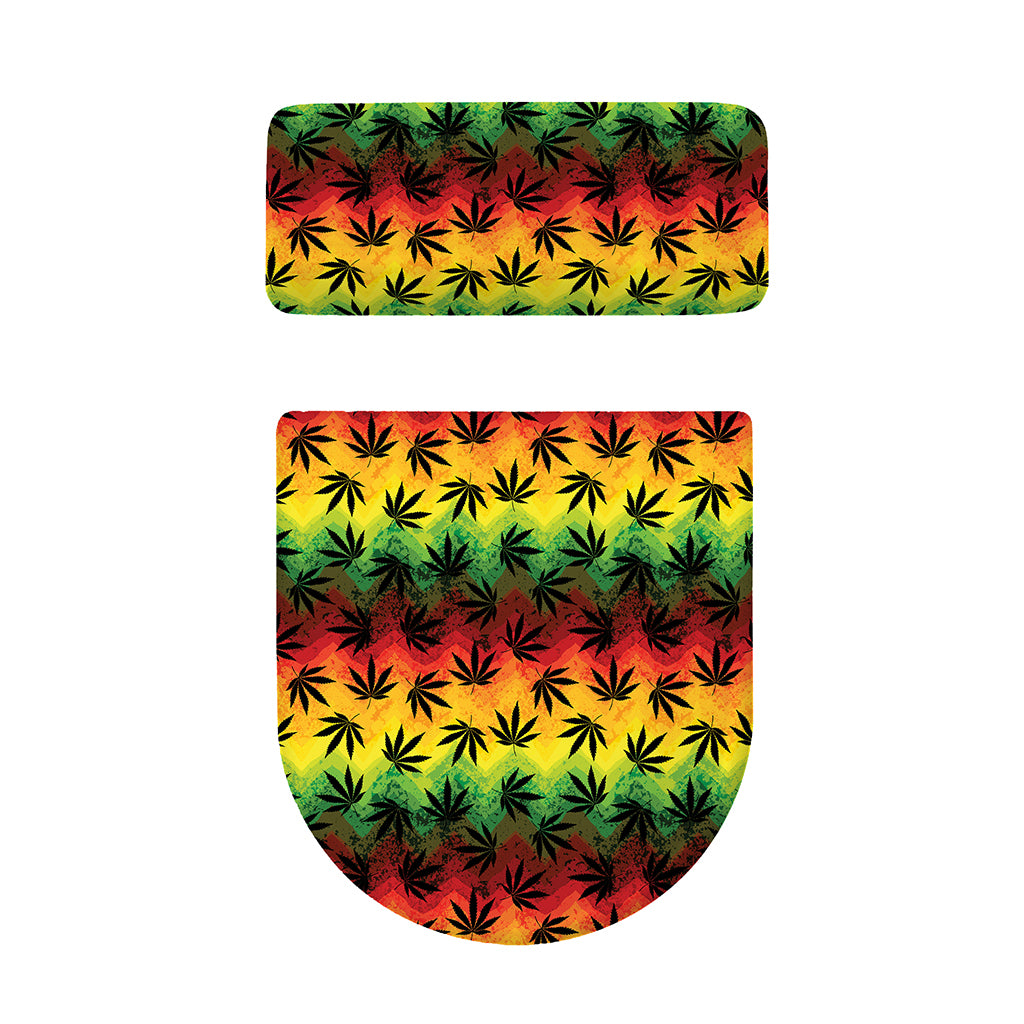 Cannabis Rasta Pattern Print Toilet Lid And Tank Cover Set