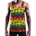 Cannabis Rasta Pattern Print Men's Workout Tank Top