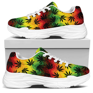 Cannabis Rasta Pattern Print White Chunky Shoes