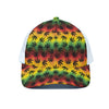 Cannabis Rasta Pattern Print White Mesh Trucker Cap