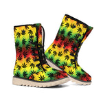 Cannabis Rasta Pattern Print Winter Boots