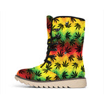 Cannabis Rasta Pattern Print Winter Boots