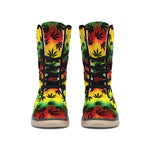 Cannabis Rasta Pattern Print Winter Boots