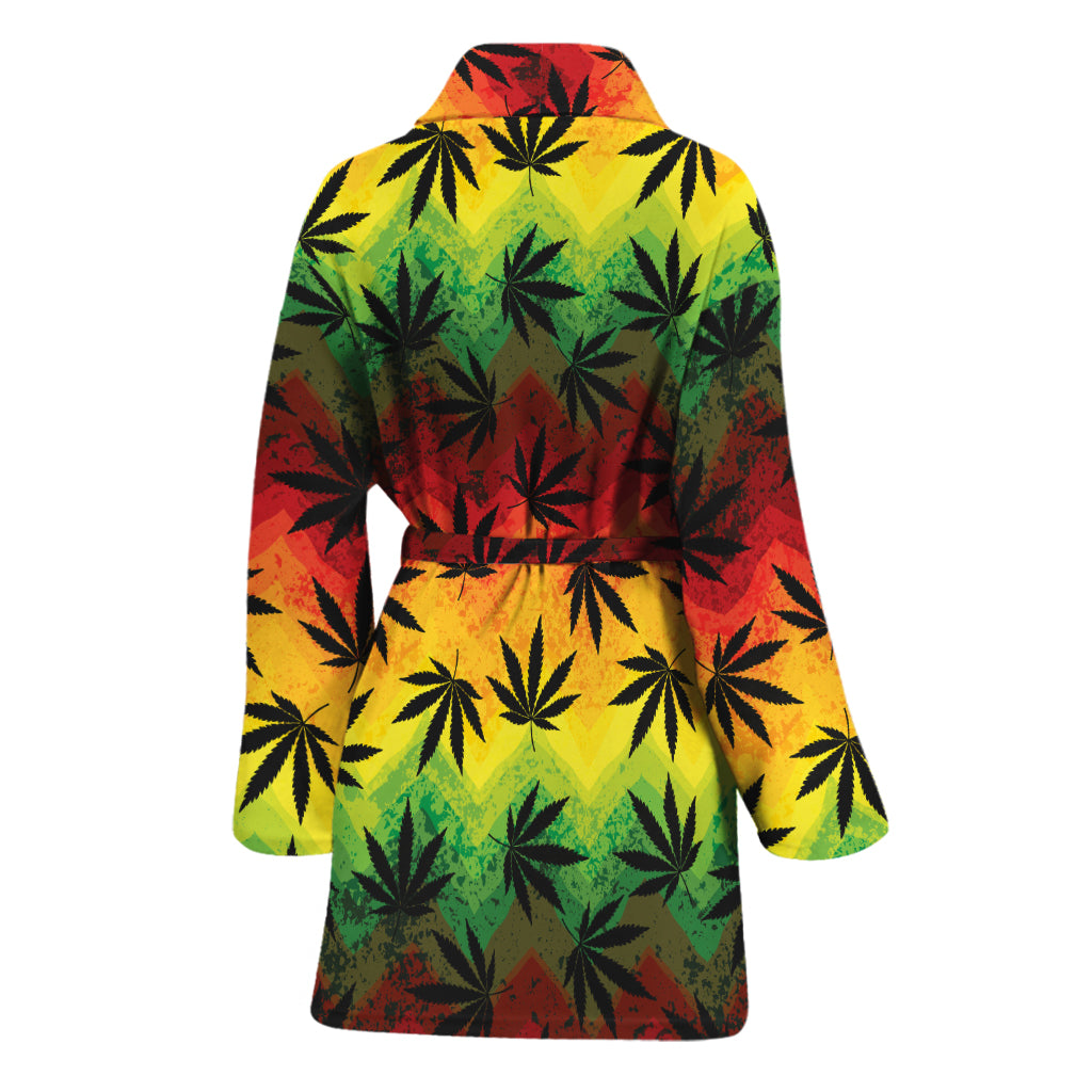 Cannabis Rasta Pattern Print Women's Bathrobe