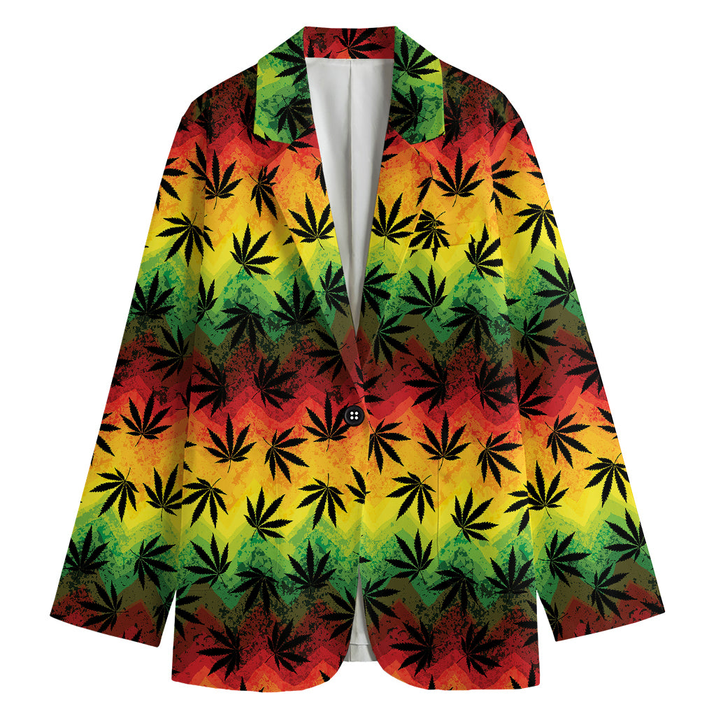 Cannabis Rasta Pattern Print Women's Blazer