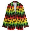 Cannabis Rasta Pattern Print Women's Blazer