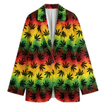 Cannabis Rasta Pattern Print Women's Cotton Blazer