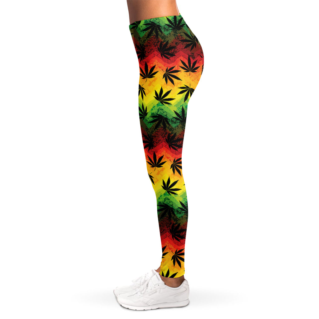 Cannabis Rasta Pattern Print Women's Leggings