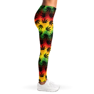 Cannabis Rasta Pattern Print Women's Leggings