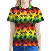 Cannabis Rasta Pattern Print Women's Polo Shirt