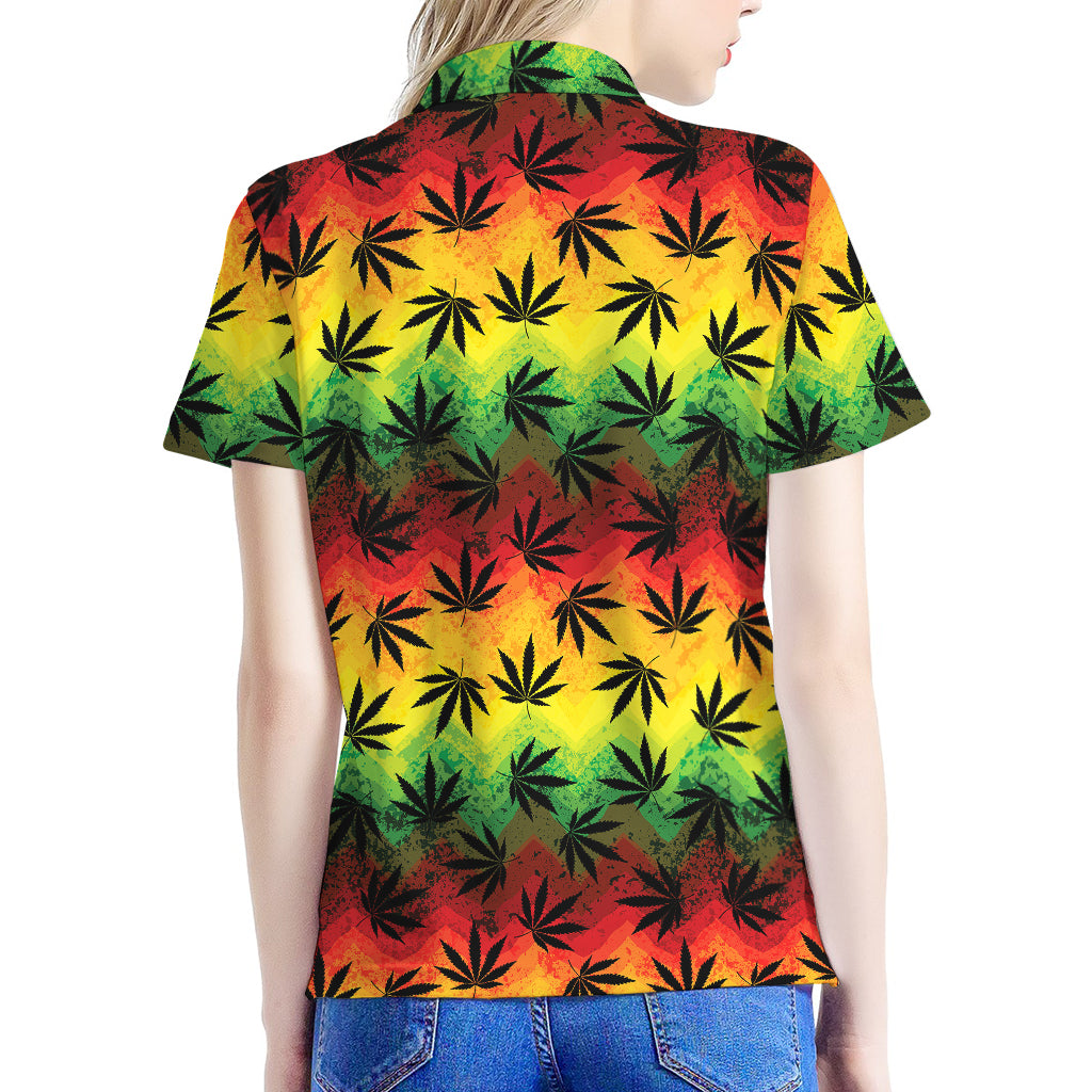 Cannabis Rasta Pattern Print Women's Polo Shirt