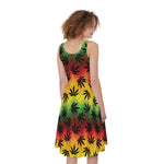 Cannabis Rasta Pattern Print Women's Sleeveless Dress