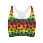 Cannabis Rasta Pattern Print Women's Sports Bra