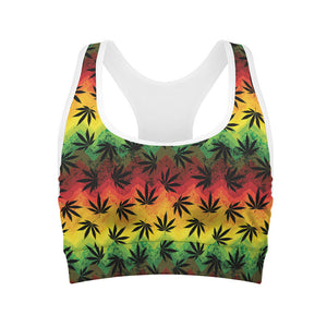 Cannabis Rasta Pattern Print Women's Sports Bra