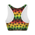 Cannabis Rasta Pattern Print Women's Sports Bra