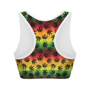 Cannabis Rasta Pattern Print Women's Sports Bra