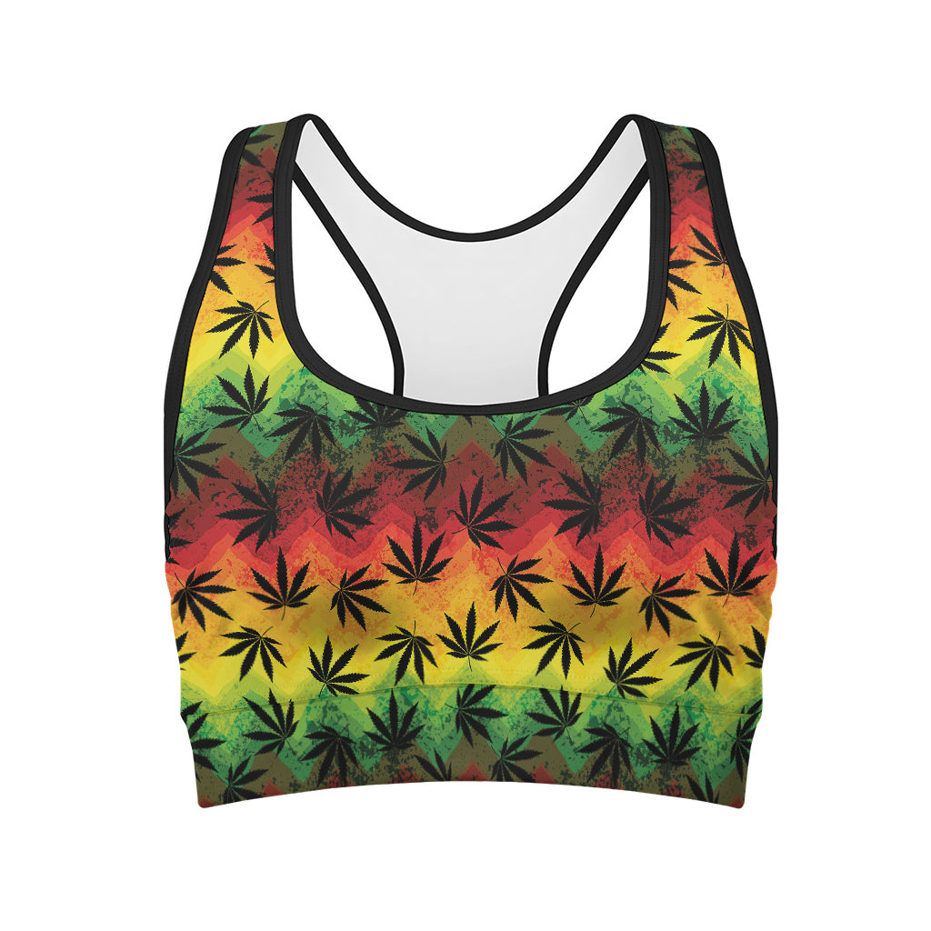 Cannabis Rasta Pattern Print Women's Sports Bra