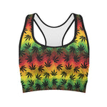 Cannabis Rasta Pattern Print Women's Sports Bra