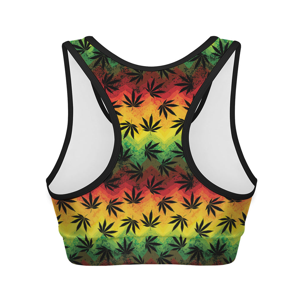 Cannabis Rasta Pattern Print Women's Sports Bra