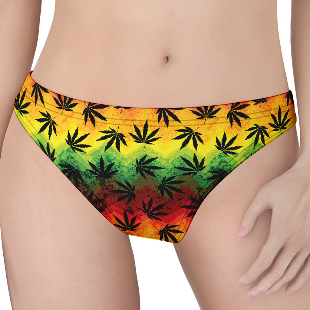 Cannabis Rasta Pattern Print Women's Thong