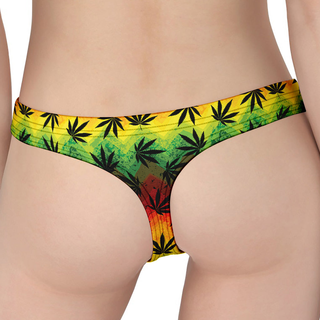 Cannabis Rasta Pattern Print Women's Thong