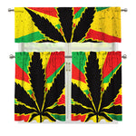 Cannabis Rasta Print 3 Piece Kitchen Curtains