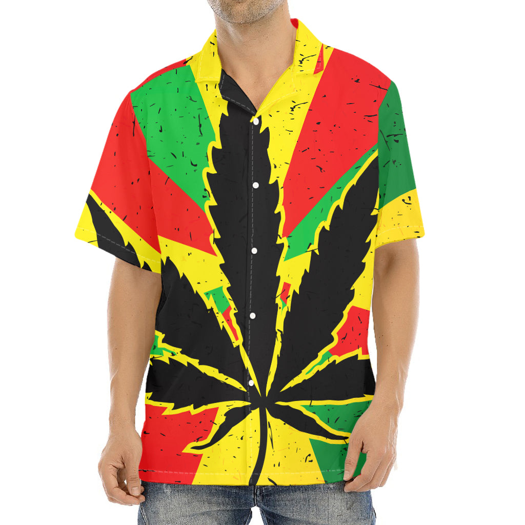 Cannabis Rasta Print Aloha Shirt