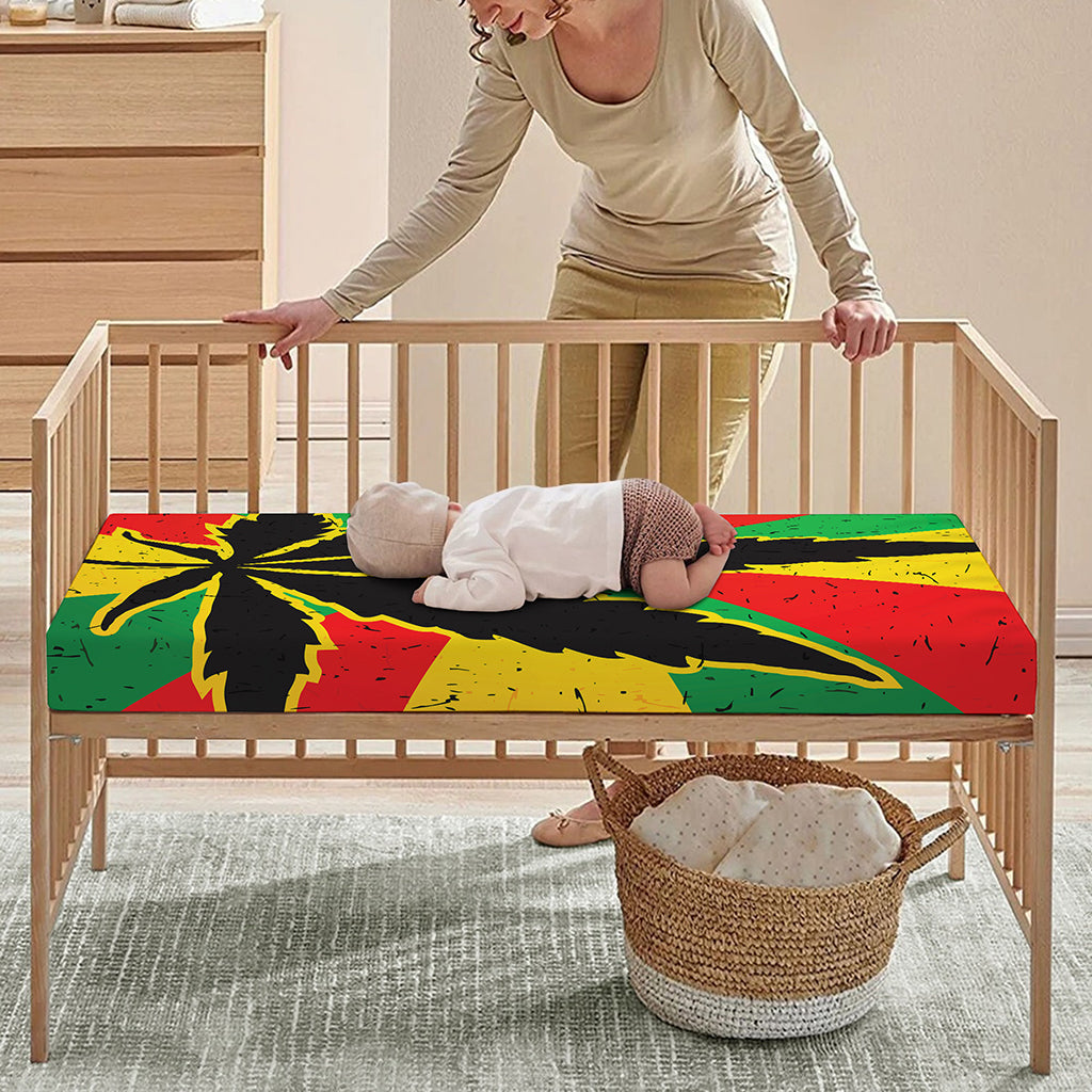 Cannabis Rasta Print Baby Crib Sheet