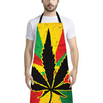 Cannabis Rasta Print Bib Apron With Pocket