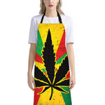 Cannabis Rasta Print Bib Apron With Pocket