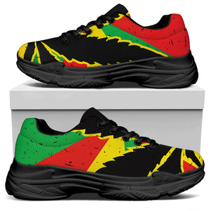 Cannabis Rasta Print Black Chunky Shoes