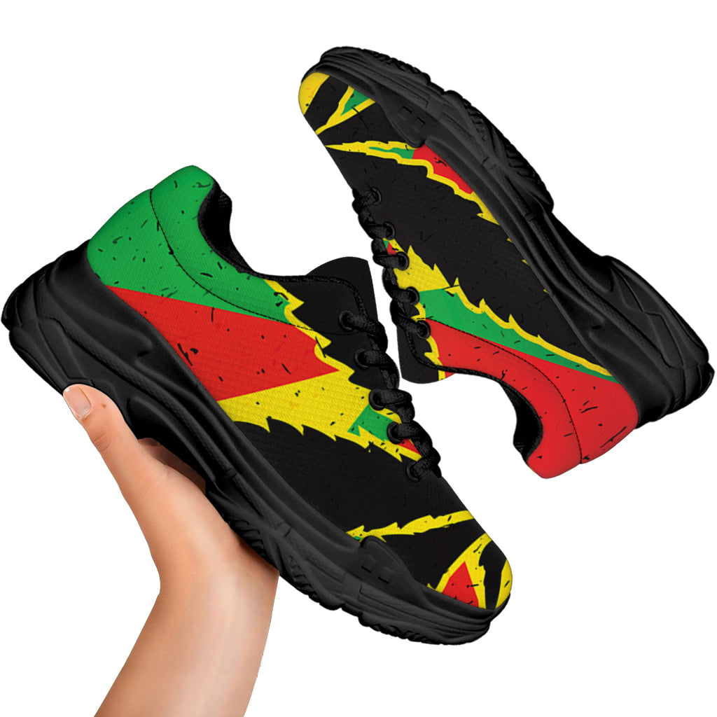Cannabis Rasta Print Black Chunky Shoes
