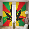 Cannabis Rasta Print Dimout Pencil Pleat Curtains
