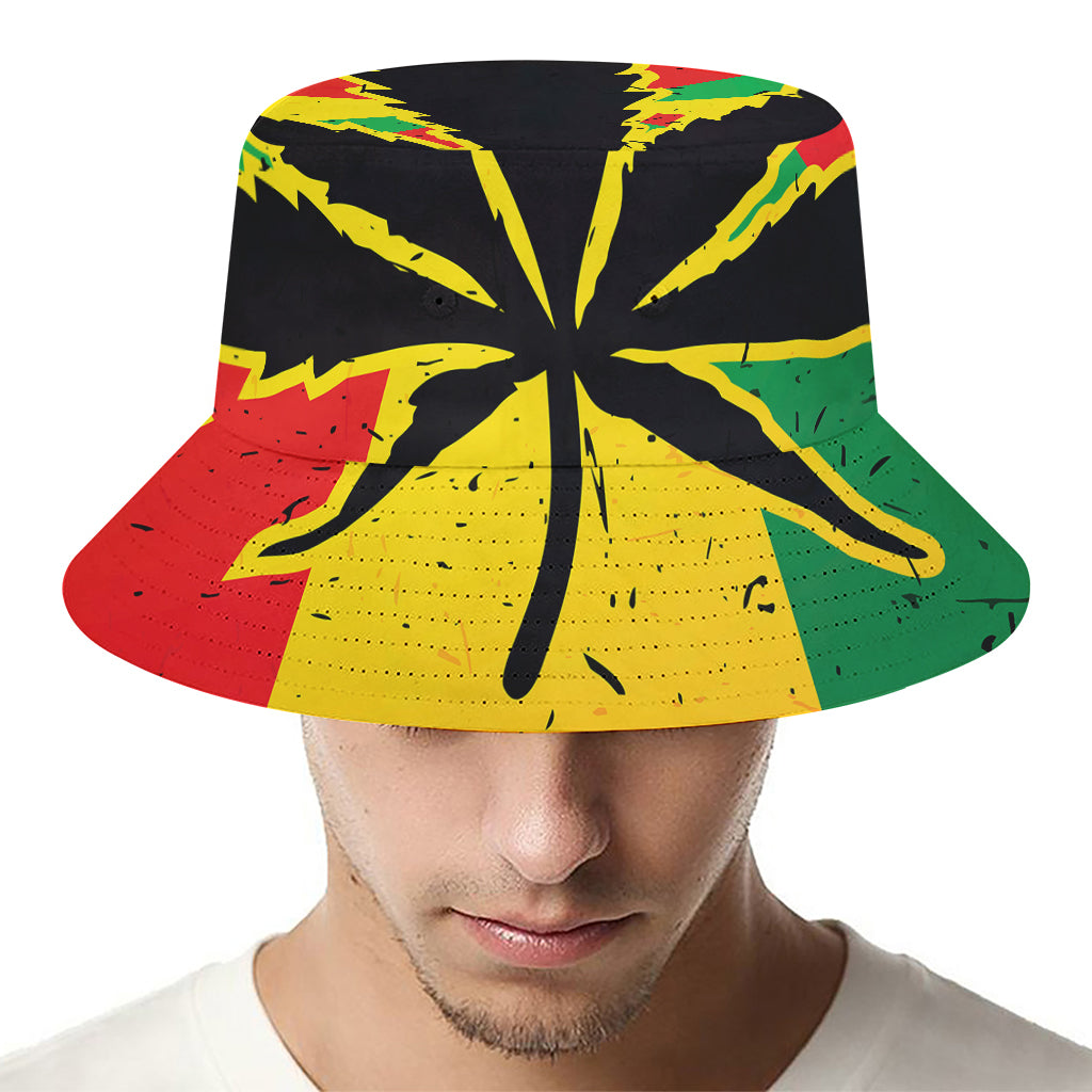 Cannabis Rasta Print Bucket Hat