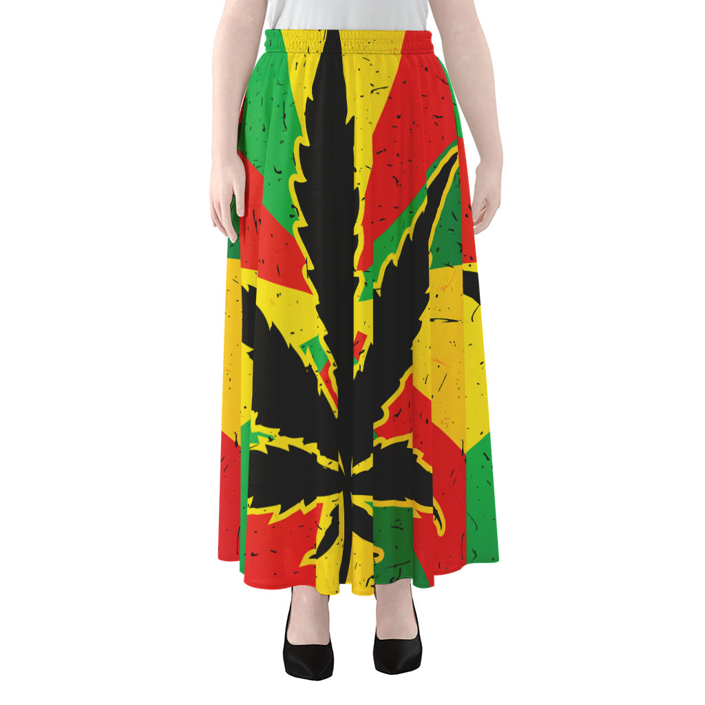 Cannabis Rasta Print Chiffon Maxi Skirt