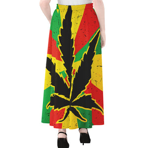 Cannabis Rasta Print Chiffon Maxi Skirt