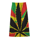 Cannabis Rasta Print Cotton Front Slit Maxi Skirt