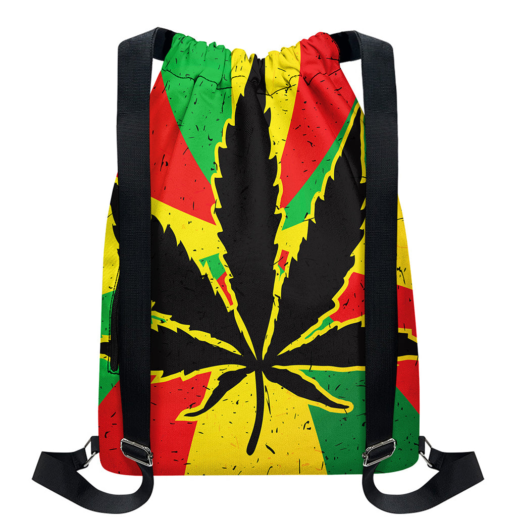 Cannabis Rasta Print Drawstring Backpack