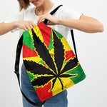 Cannabis Rasta Print Drawstring Backpack