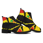 Cannabis Rasta Print Flat Ankle Boots