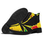 Cannabis Rasta Print Flat Ankle Boots