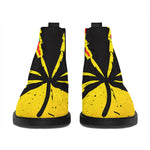 Cannabis Rasta Print Flat Ankle Boots